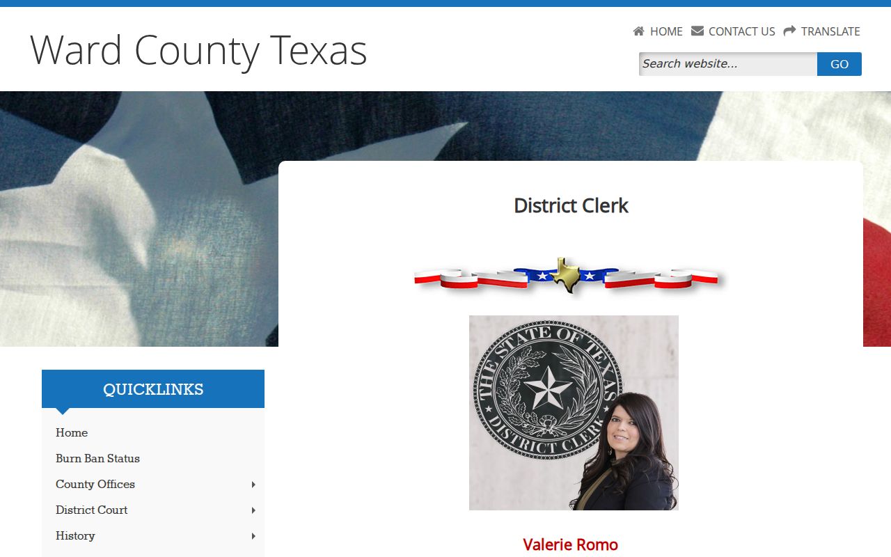 Official Ward County District Clerk page for civil and family court routing