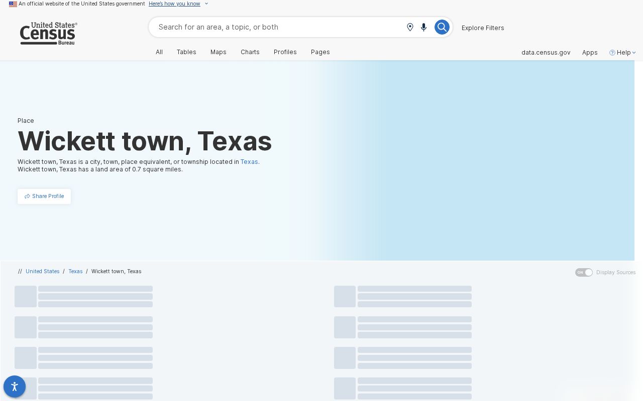 United States Census profile for Wickett town, Texas