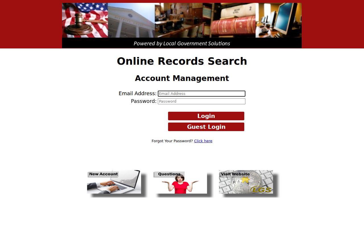 Ward County court record search entry screen